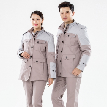 驼色拼浅灰冬季工作服MF20-1