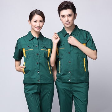 墨绿拼黄夏季工作服AD06-3
