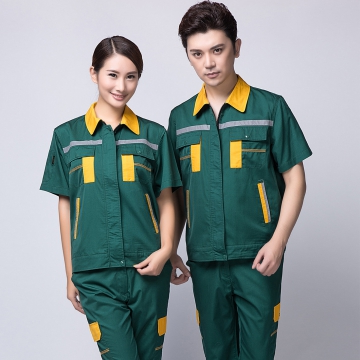 墨绿拼黄色工作服AD09-3