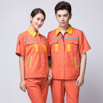 橘黄拼黄色工作服AD09-5