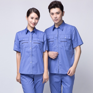 湖蓝色夏季工作服AD10-2