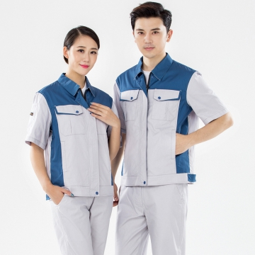 米白拼浅绿色工作服AD17-2