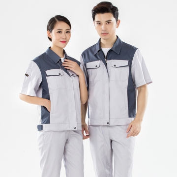 米白拼灰色工作服AD17-3