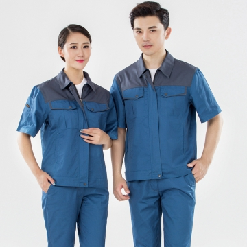 浅兰色拼灰色夏季工作服AD20-2