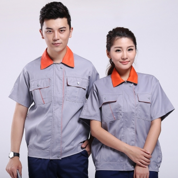 浅灰拼橘黄工作服AD057