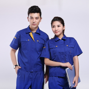 艳蓝配大黄夏季工作服AD080