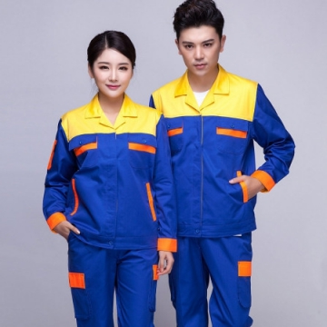 中蓝拼黄色春秋工作服AC03-1