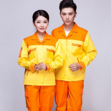  黄色拼橘黄春秋工作服AC03-4 
