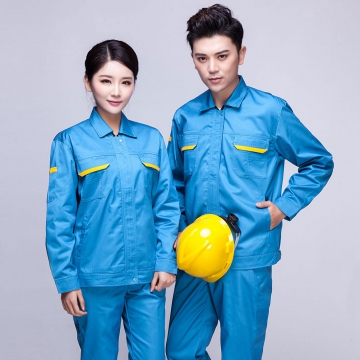 邮电绿拼黄色春秋工作服AC01-2