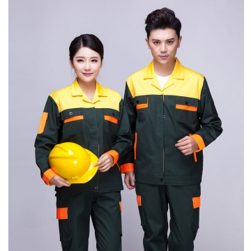 邮电绿拼黄色橘黄秋季工作服AC03-3