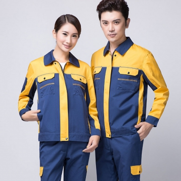 蟹青拼黄色春季工作服AC08-2