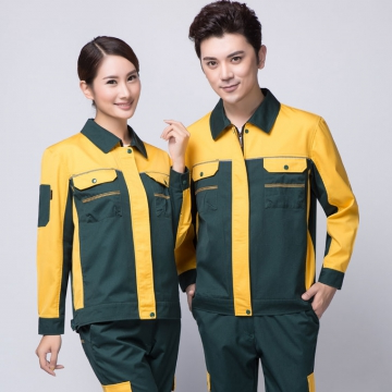 墨绿拼黄色春季工作服AC08-3