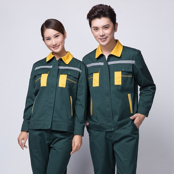 墨绿拼黄色春季工作服AC09-3