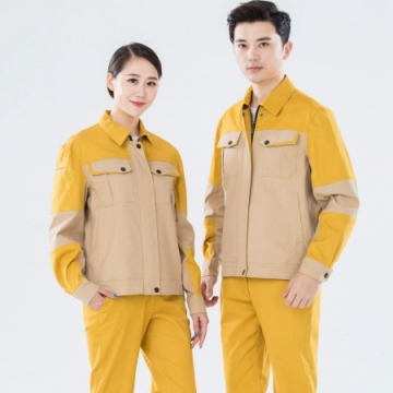 驼色拼黄色春季工作服AC14-4