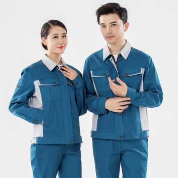 湖蓝拼浅灰春季工作服AC17-2