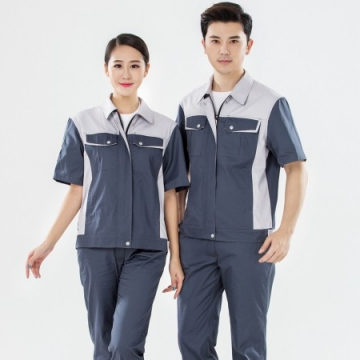 灰色拼米白色工作服AD14-3-XJ