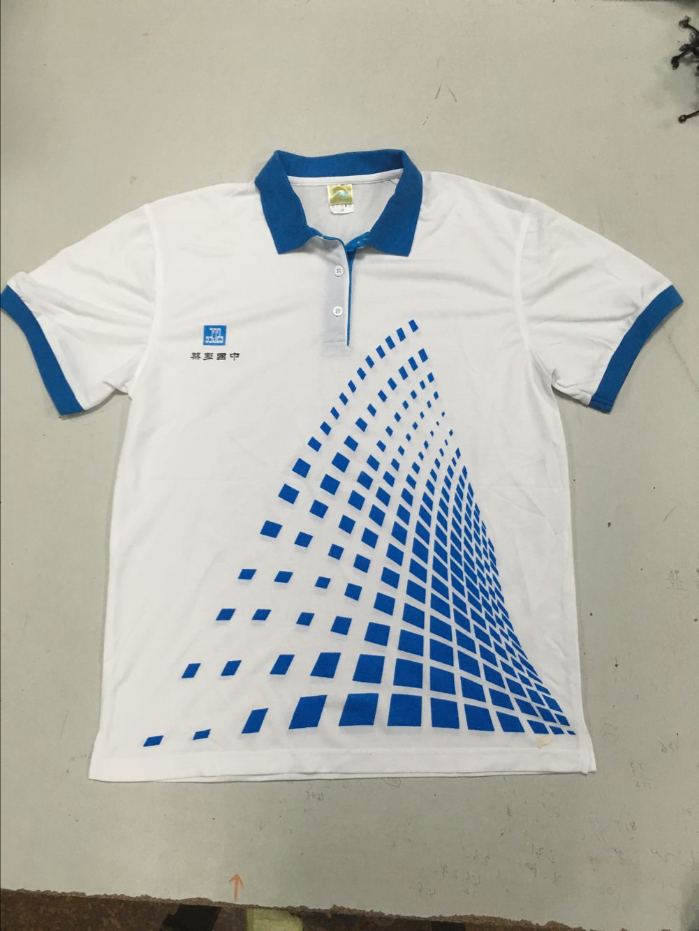 中国建筑工作服蓝色拼花